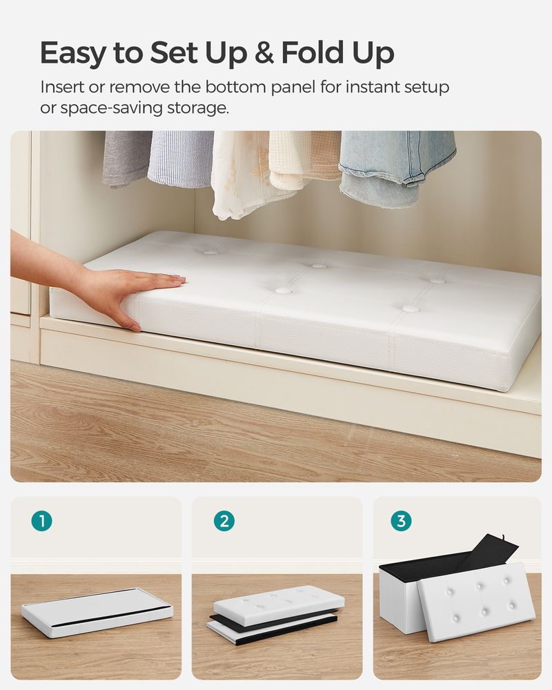 SONGMICS Folding Storage Ottoman Bench