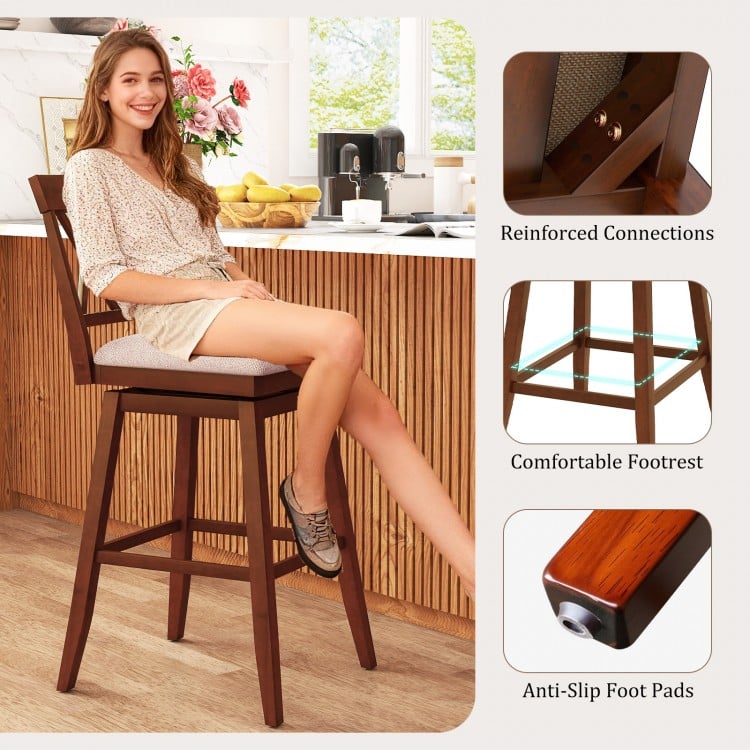29 Inch Counter Height Barstools with Backrest and Upholstered Seat Cushion for Kitchen Dining Room-29 Inch