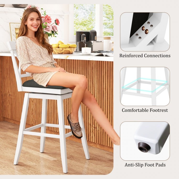 29 Inch Counter Height Barstools with Backrest and Upholstered Seat Cushion for Kitchen Dining Room-29 Inch
