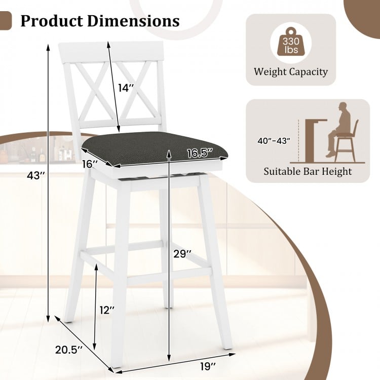 29 Inch Counter Height Barstools with Backrest and Upholstered Seat Cushion for Kitchen Dining Room-29 Inch