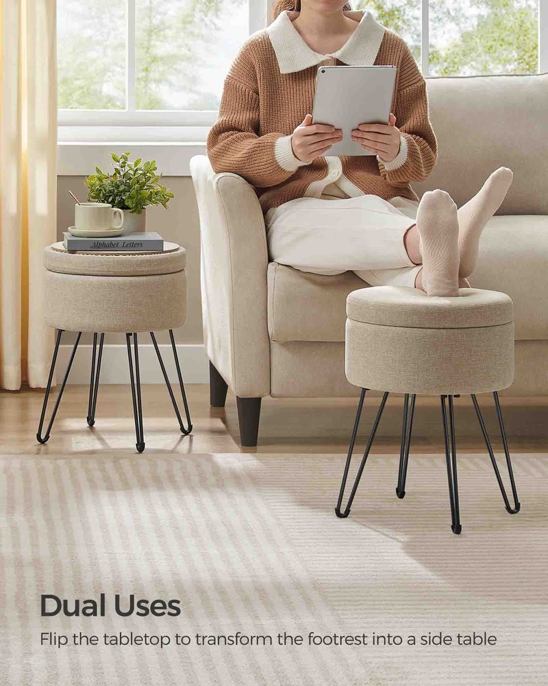 SONGMICS Small Ottoman Stool with Storage