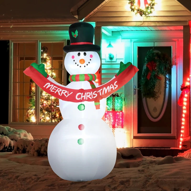 HOMCOM 4FT Inflatable Christmas Snowmen Family, LED Lighted Holiday Blow Up Decoration for Indoor & Outdoor Display