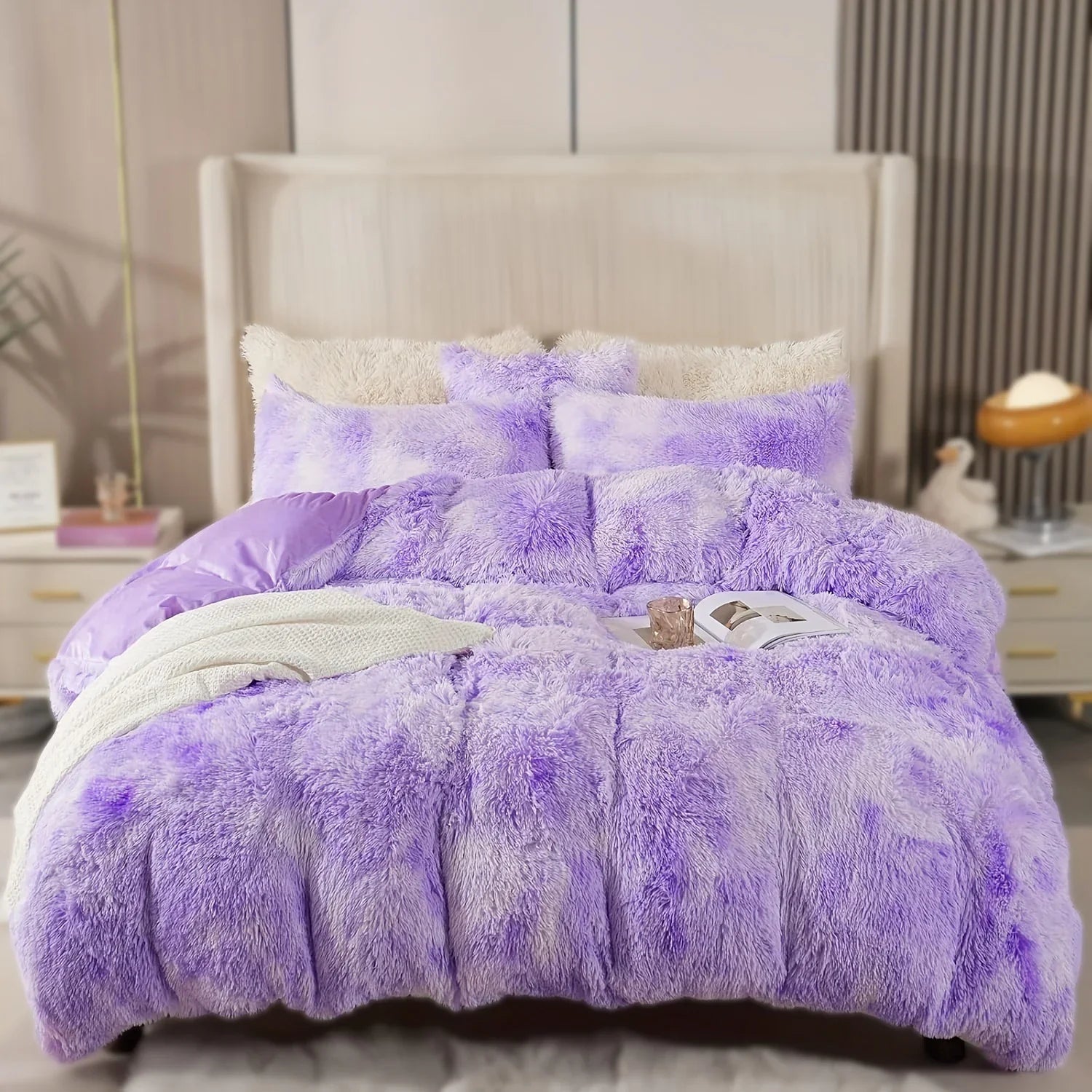 4PCs Plush Duvet Cover Set Luxury Ultra Soft Velvet Duvet