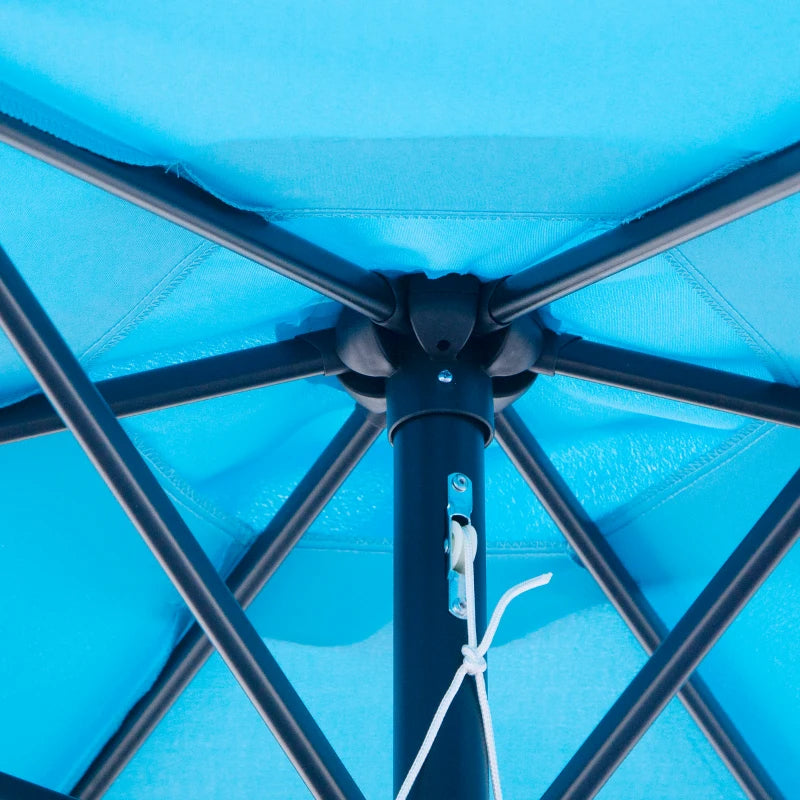8.5' Round Aluminum Patio Umbrella Garden Parasol Market Sunshade Tilt Canopy w/ 6 Ribs, Crank Handle, Blue