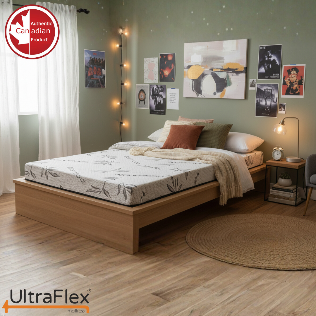 UltraFlex® ATLAS Mattress and BoxSpring Set-Canadian Made Firm Reversible Foam Mattress – Cooling Gel Infused High-Density Foam with Breathable Bamboo Cover – CertiPUR-US® Certified for Superior Comfort & Support
