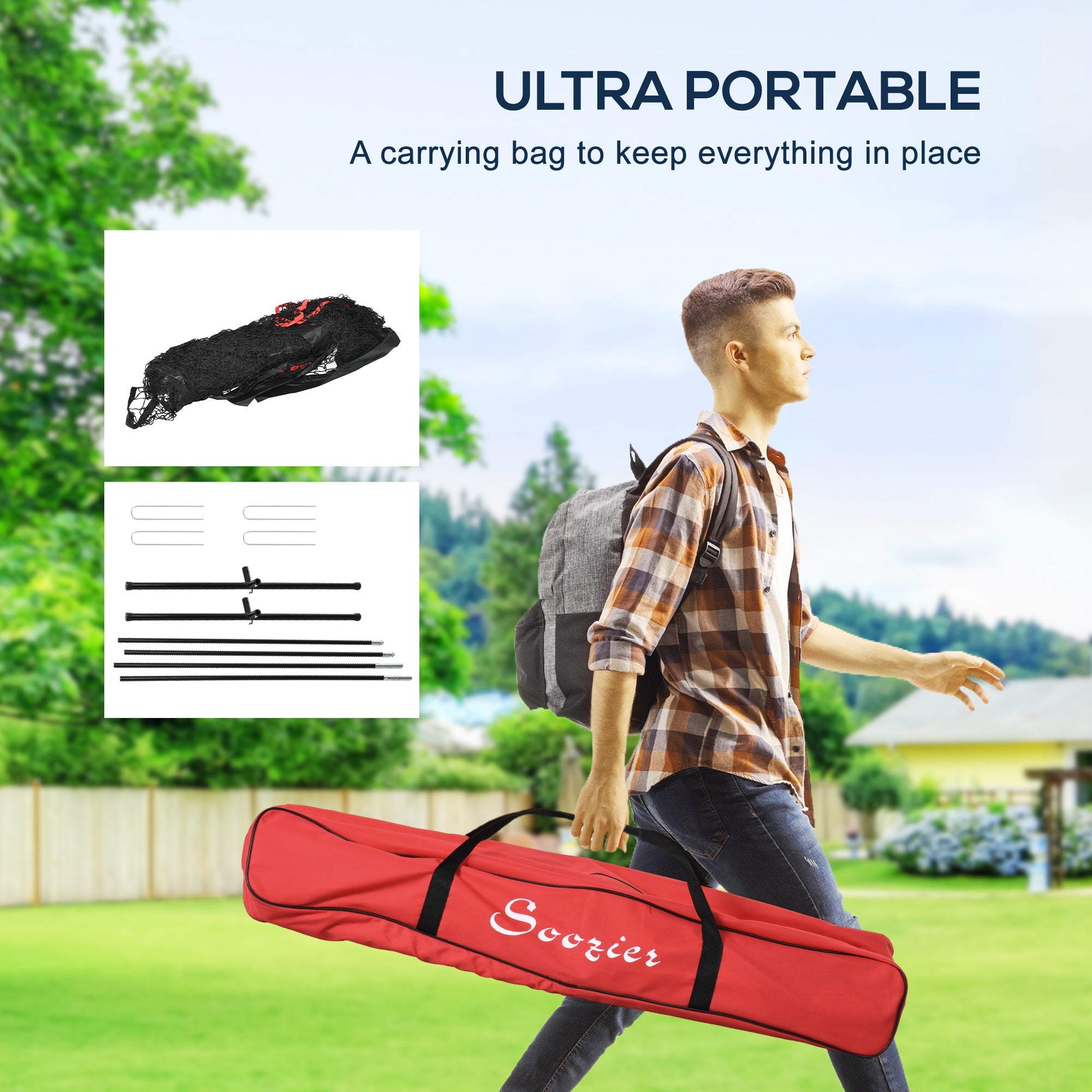 Soozier 6' x 6' Baseball Net for Hitting Pitching Practice with Carry Bag, Red