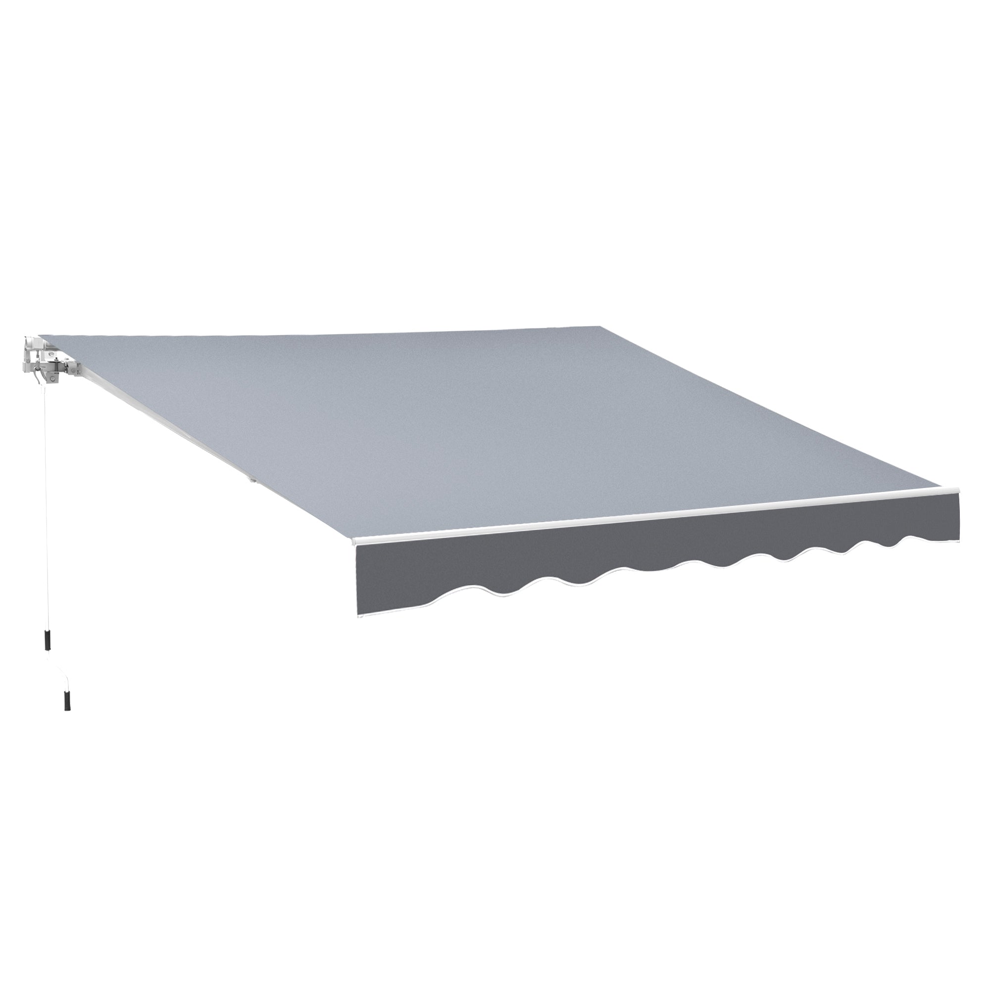 Outsunny Durable 8'x7' Manual Retractable Awning Water-resistant Sun Shade Outdoor Deck & Patio Canopy Shelter Grey