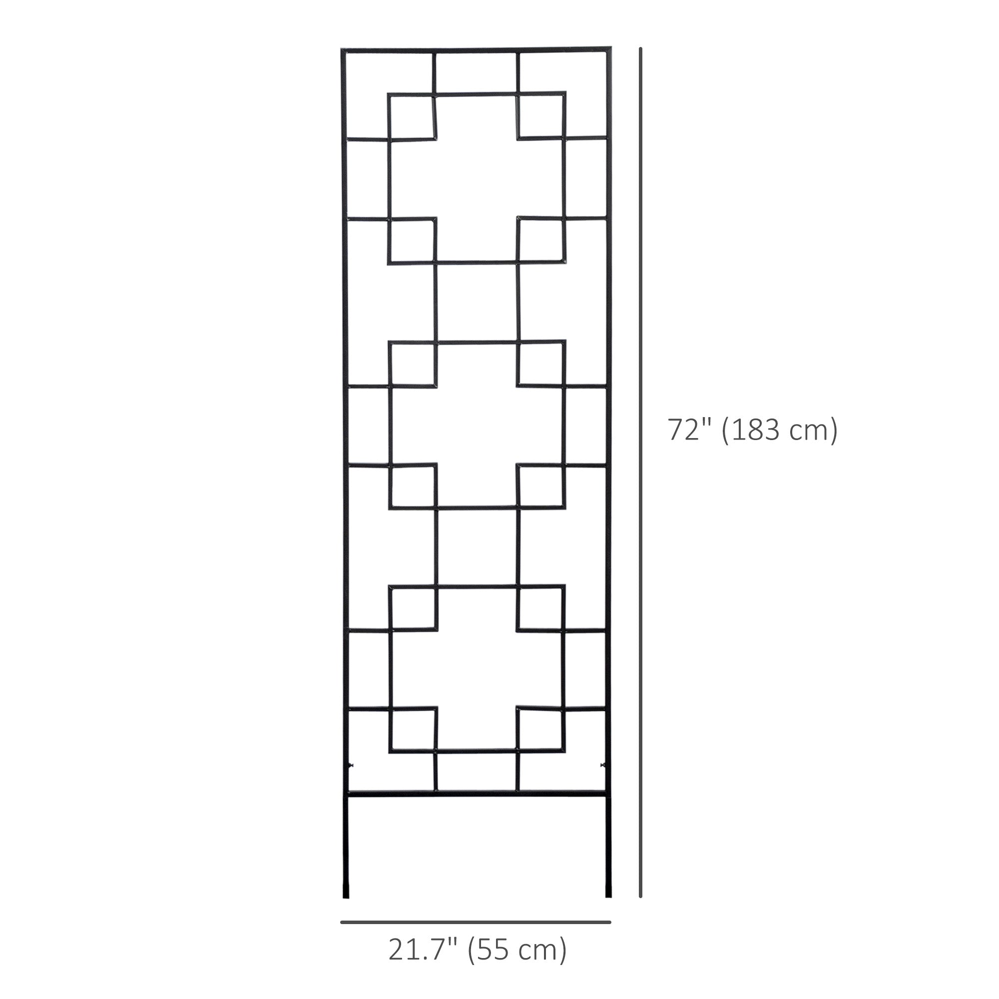 Outsunny 72in Garden Trellis with 4 Mental Grid Panels for Roses, Cucumbers & Vine Plants, Rust-Resistant for All Weather Use