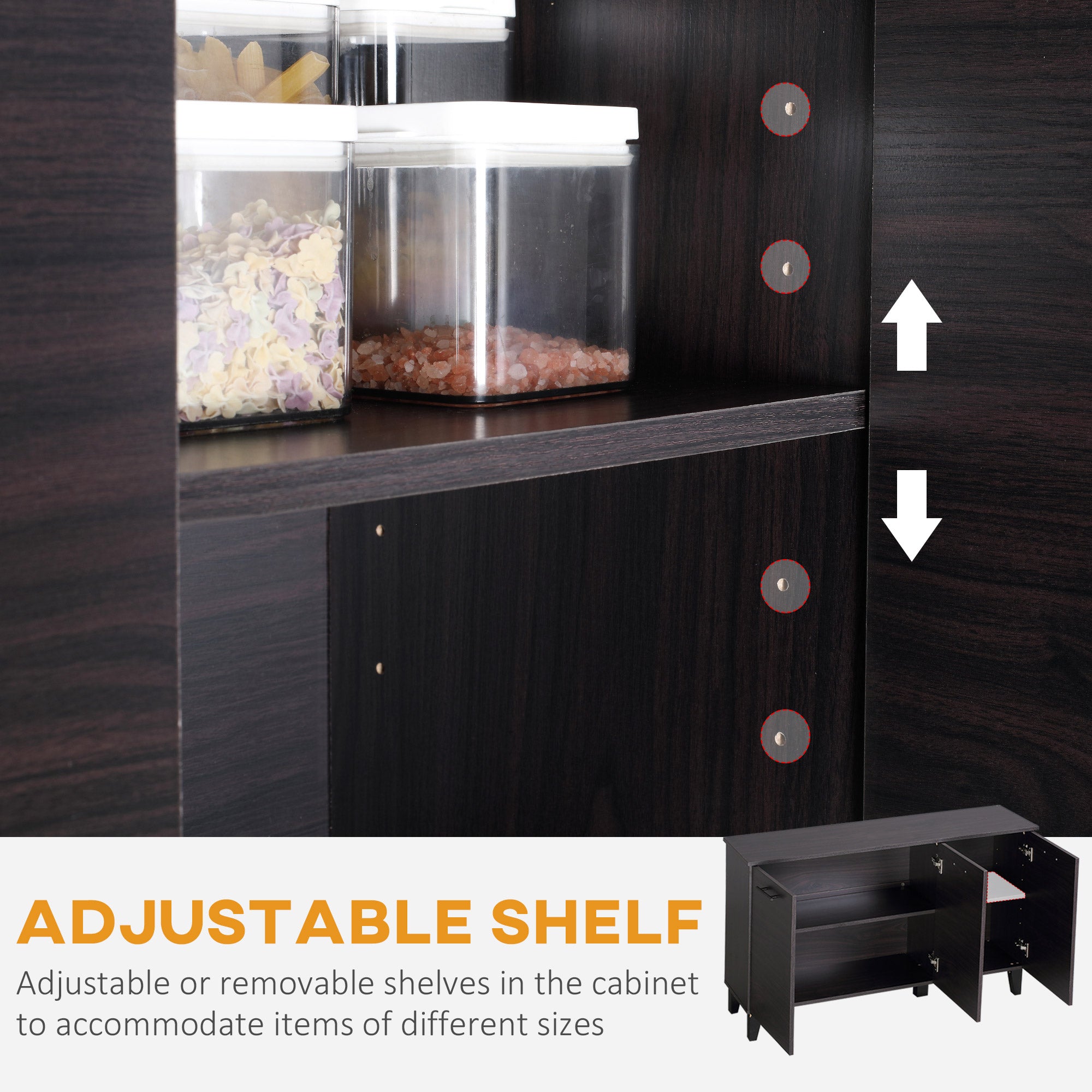 HOMCOM Elegant Dining Storage: Sideboard Buffet Cabinet with Adjustable Shelf, 3 Doors for Kitchen, Dark Walnut Finish