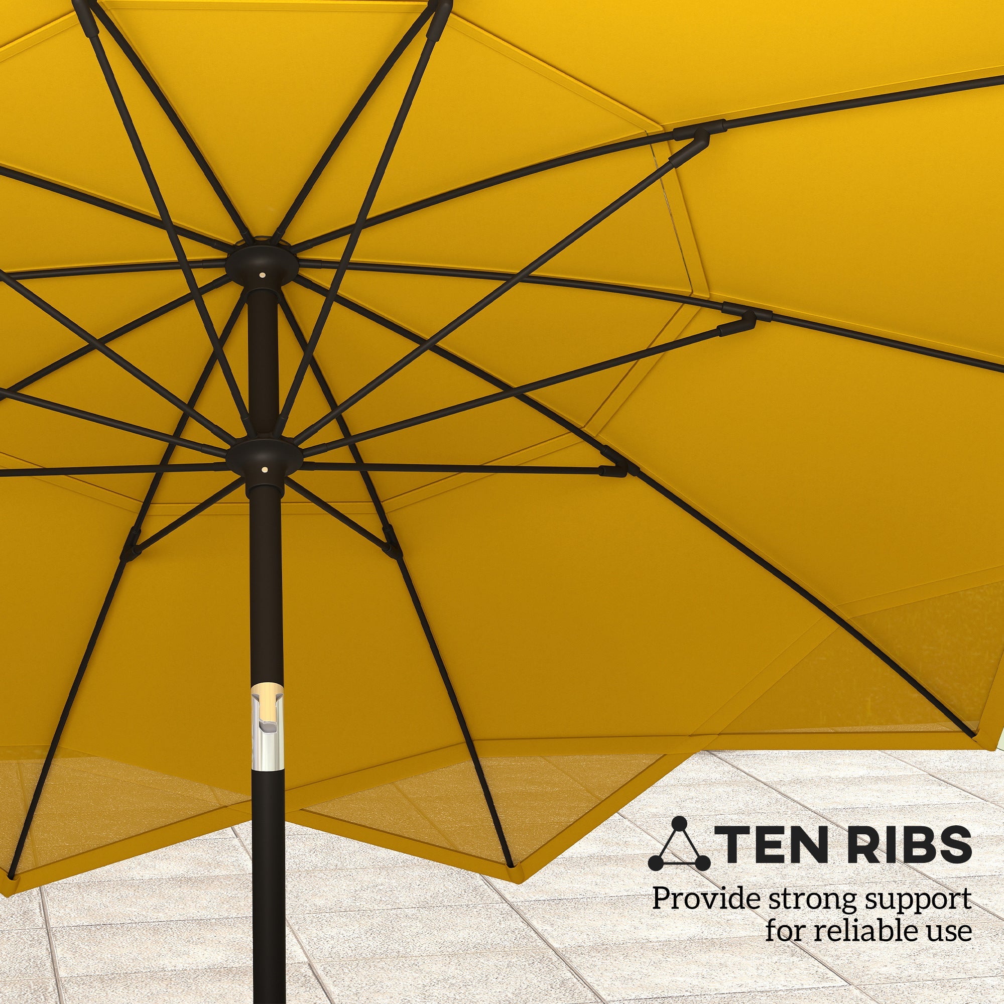 Outsunny 8.5FT Parasol with 10 Ribs, Air Vents, Crank Handle & Tilt for Outdoor, Garden and Pool, Yellow