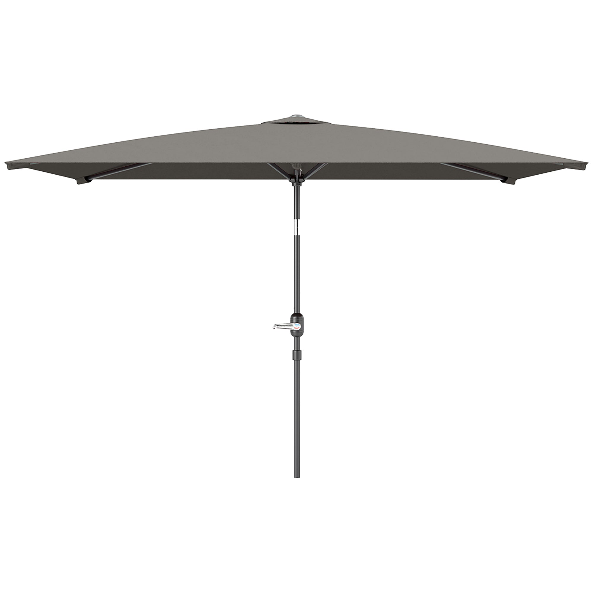 Outsunny 6.5x9.6ft Rectangle Aluminum Tilt Patio Umbrella, Garden Market Parasol, Outdoor Sunshade Canopy with Crank, Light Grey