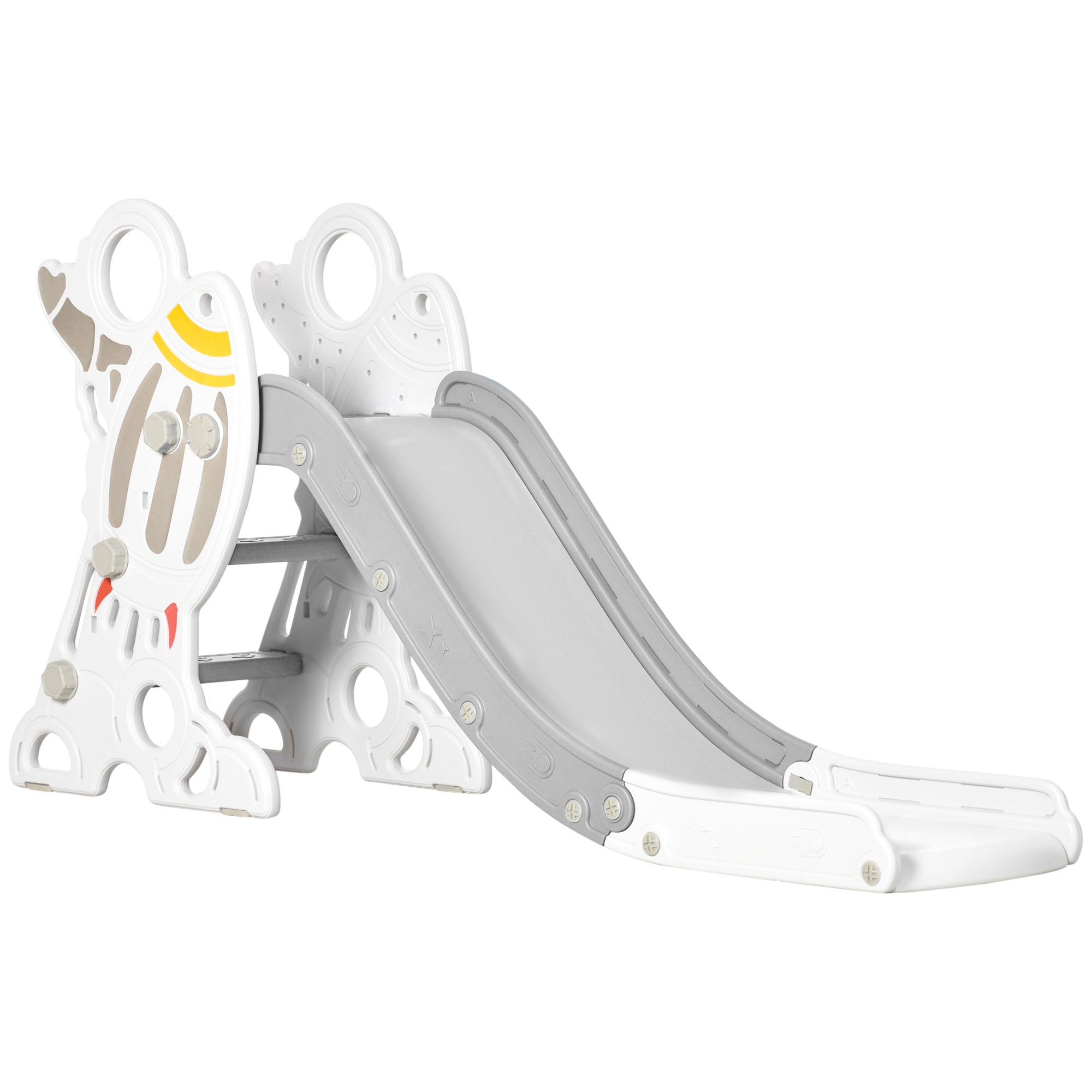Qaba Space-Themed Indoor Playground Slide Climber Playset Toys for Toddlers 1.5-3 Years Old Grey Color