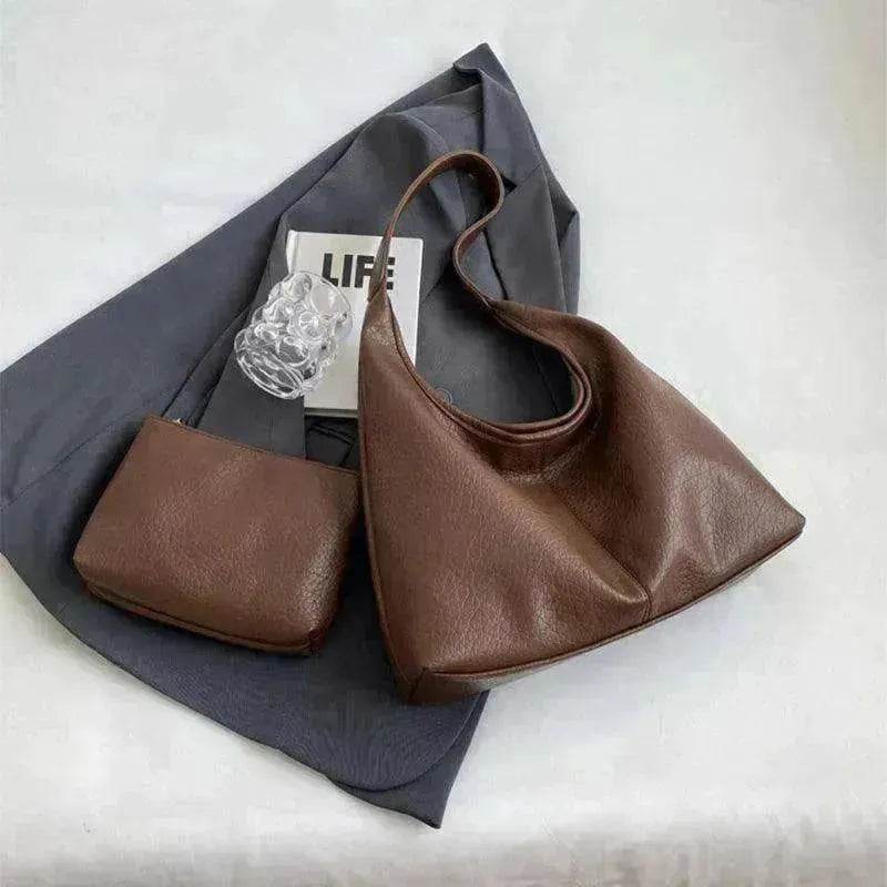 2Pcs Handbags Large Capacity Women's PU Leather Bags + Wallet