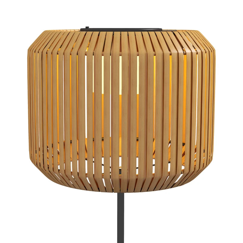 Wicker Outdoor Floor Lamp, Cordless Solar Lantern with Auto On/Off LED Lights, IP44 for Patio, Porch, Pathway, Yellow