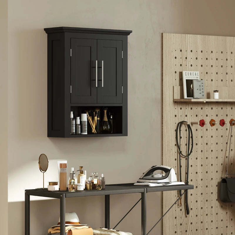 Bathroom Wall Cabinet, Medicine Cabinet, Toilet Storage Cabinet with Shelf for Living Room and Entryway, Black