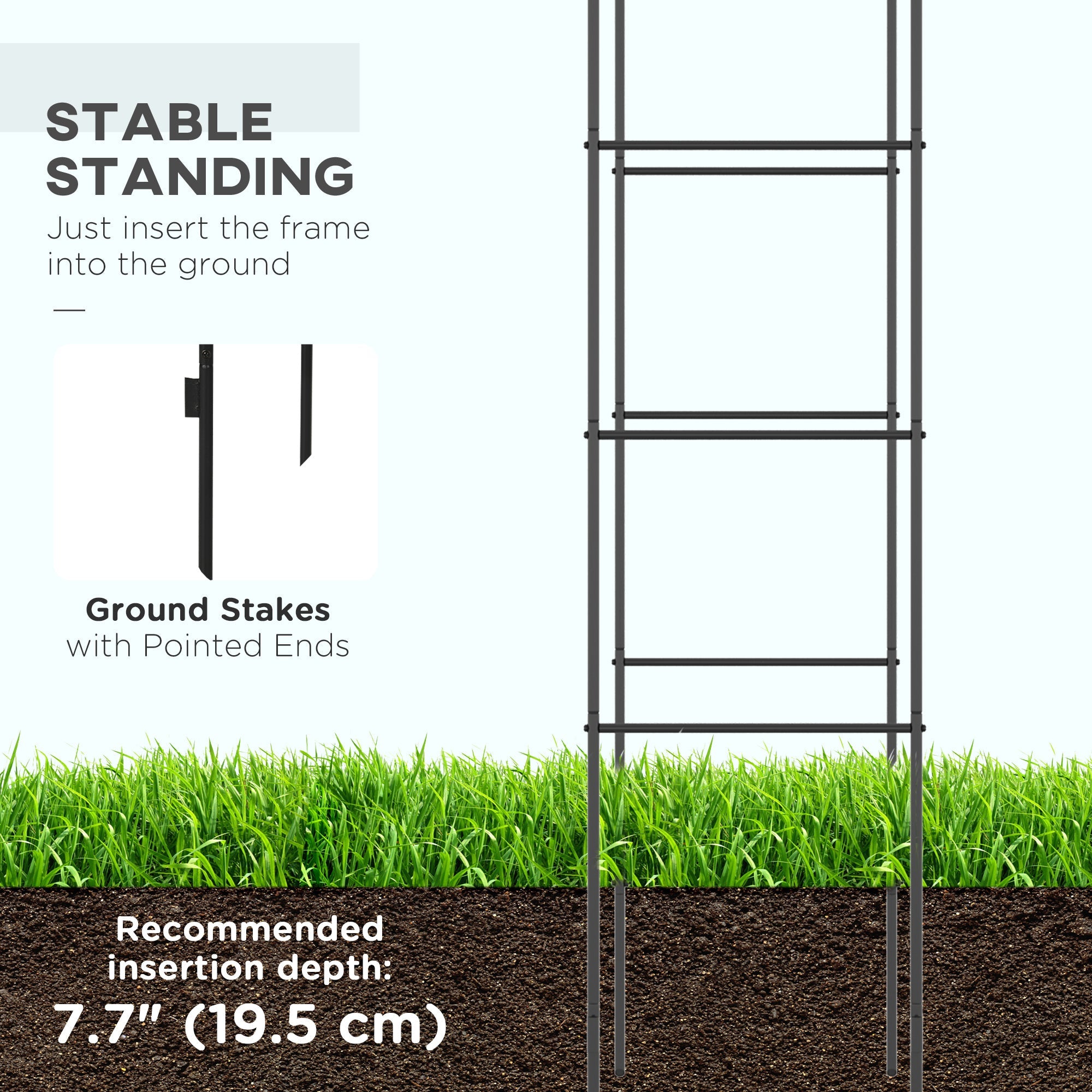 Outsunny 7.9FT Garden Arch Trellis, Metal Arch, Outdoor Garden Arbor for Climbing Plants, Wedding Decoration