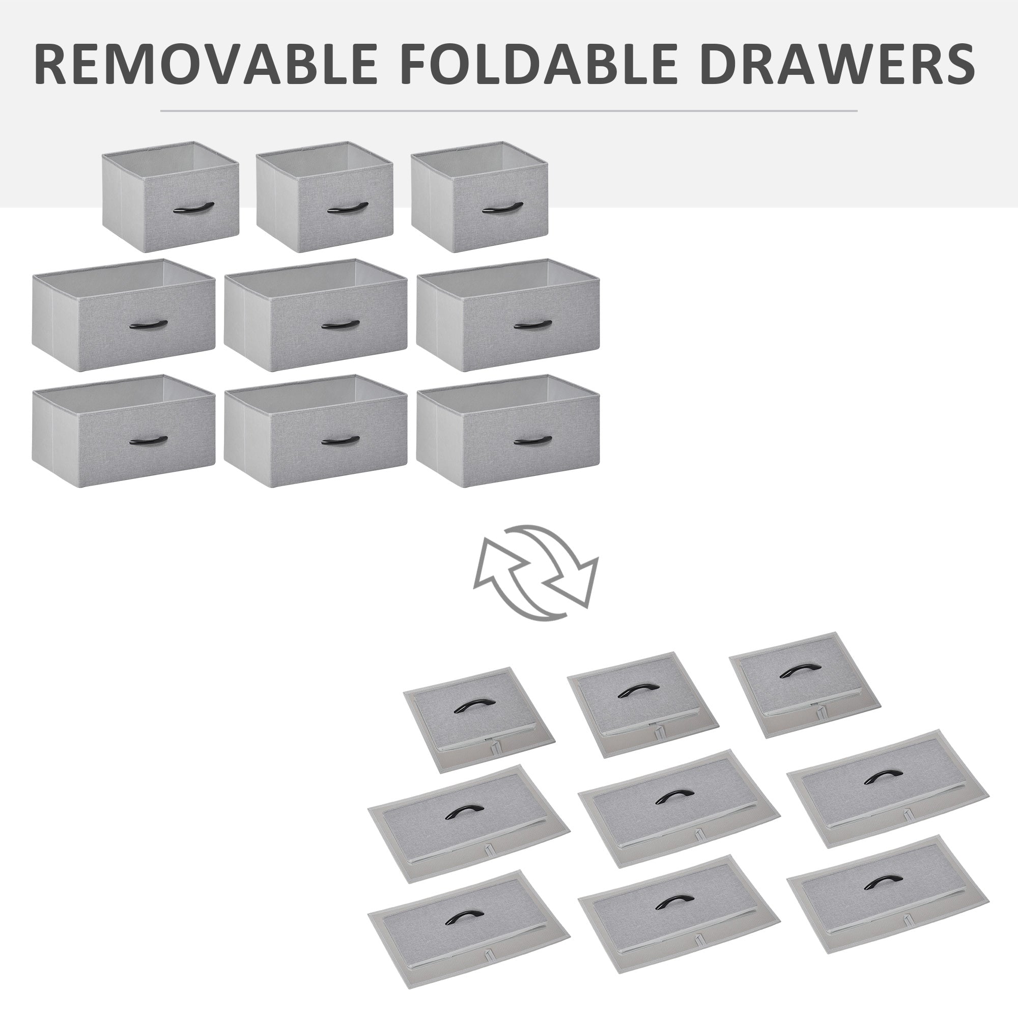 HOMCOM 9-Drawer Storage Dresser: Fabric Bins, Steel Frame & Wood Top for Living Spaces