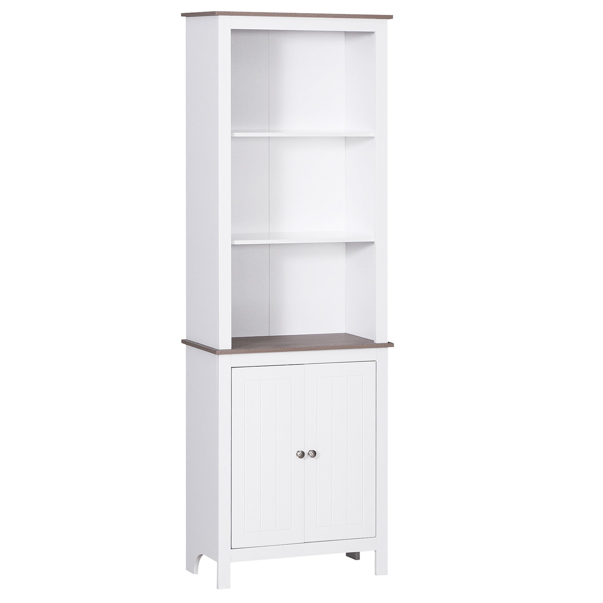 HOMCOM Vertical Storage Marvel: 69" Freestanding Linen Tower Cabinet with Double Door Shelves for Kitchen, Buffet, Bookcase