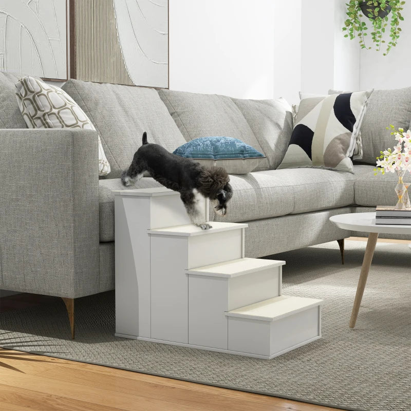 Dog Steps Pet Stairs for Bed Cat Ladder for Couch with Non-Slip Carpet, 15.7" x 23.2" x 21.3", White