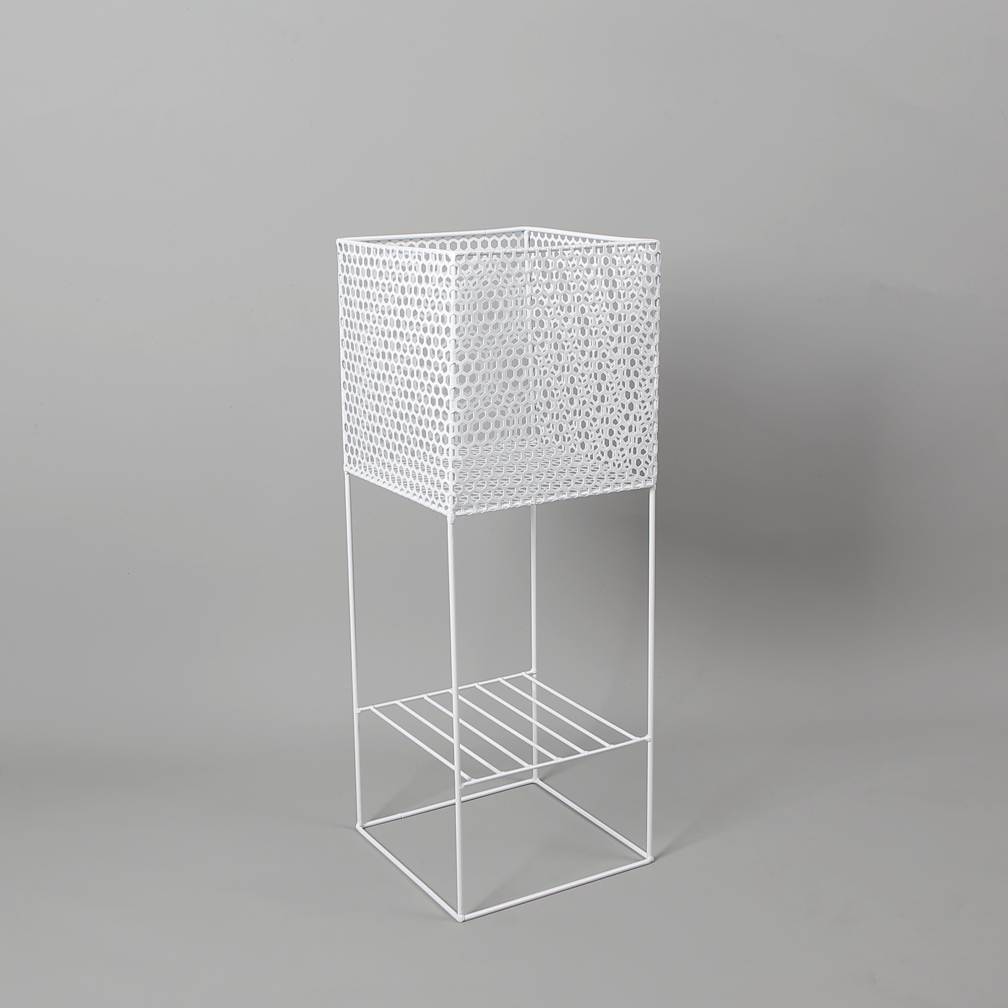 Salma White Raised Metal Pot Planter 2.3’