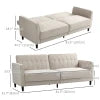 HOMCOM Pull Out Sofa Bed, Button Tufted Fabric Convertible Bed Couch with Adjustable Back, for Living Room, Beige