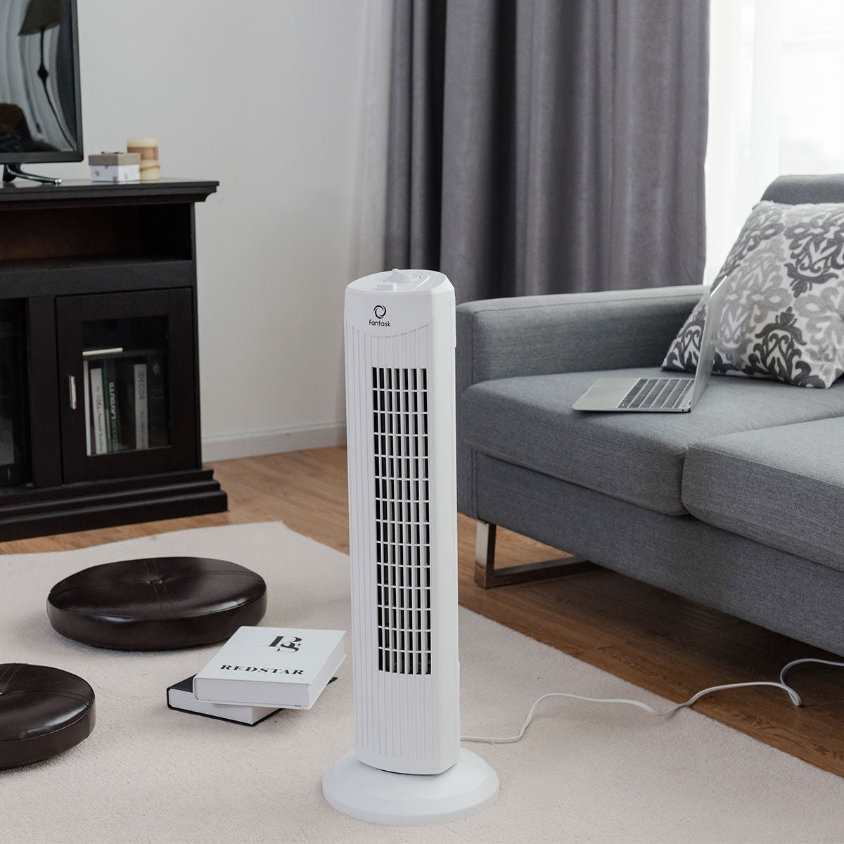 Fantask 35W 28 Inch Quiet Bladeless Oscillating Tower Fan-WhiteÂ