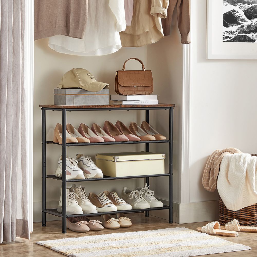 VASAGLE 4 Tier Shoe Storage Rack for 9-12 Pairs of Shoes
