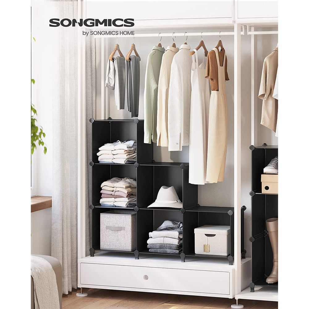 SONGMICS 6 Cube Storage Organizer with Feet and Rubber Mallet , White