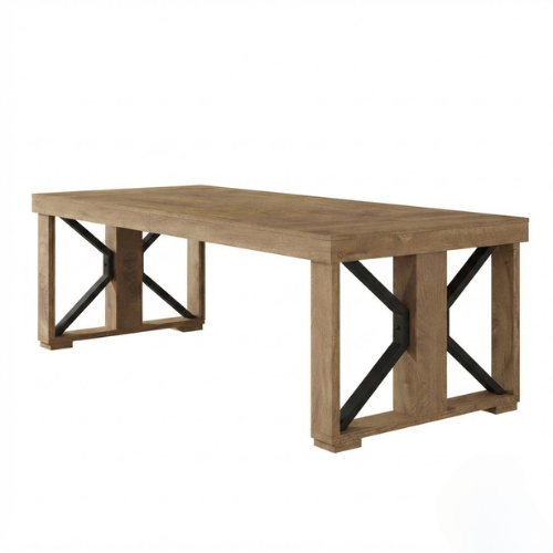 70.8" Dining Table, Rectangular Kitchen Dinner Table for 6–8 People, Farmhouse Wood Finish Brown