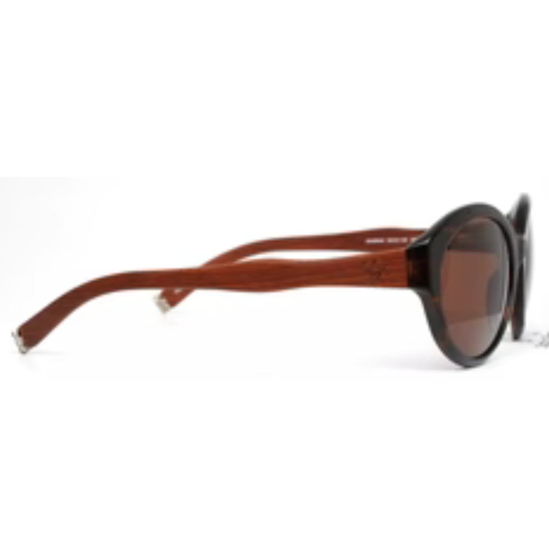 Diagram Amber Wood Womens Round Full Rim Sunglasses