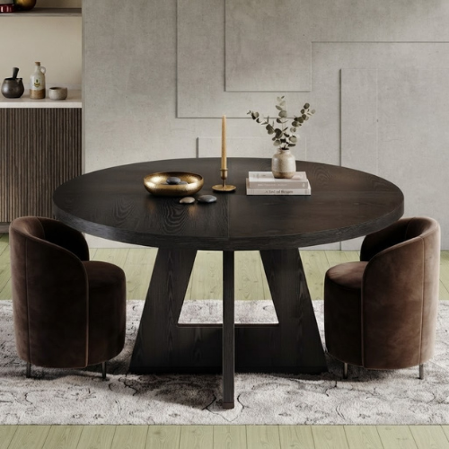 47.24" Round Farmhouse Dining Table, Rustic Brown Kitchen Table for 4 People, Versatile Wood Dining Table