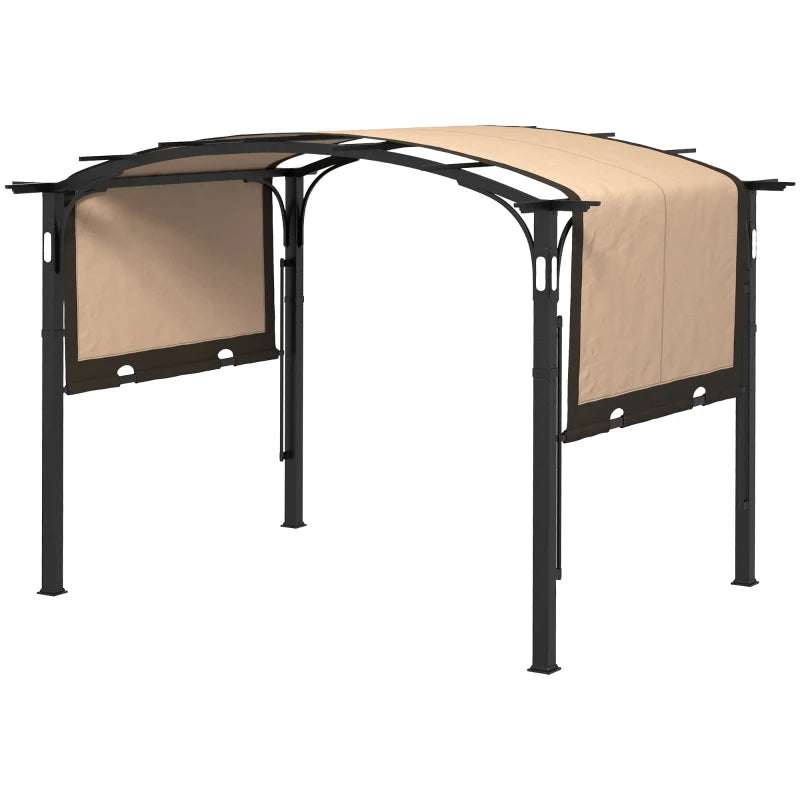 Outsunny 9.5' x 11' Outdoor Pergola Patio Gazebo with Retractable Canopy and LED Lights, for BBQ, Lawn, Backyard