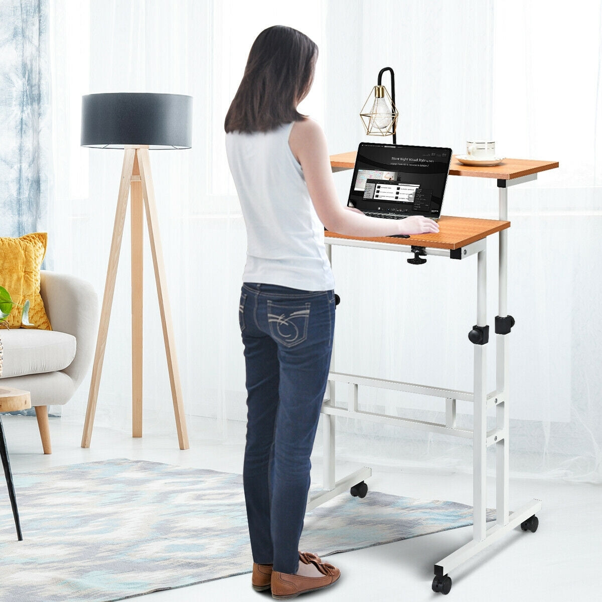 2 in 1 Height Adjustable Sit Standing Computer DeskÂ