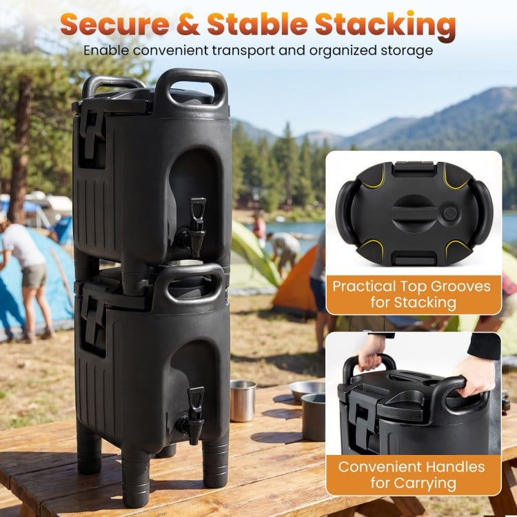 2.6 Gal Insulated Beverage Dispenser with Handles and Two-Stage Faucet