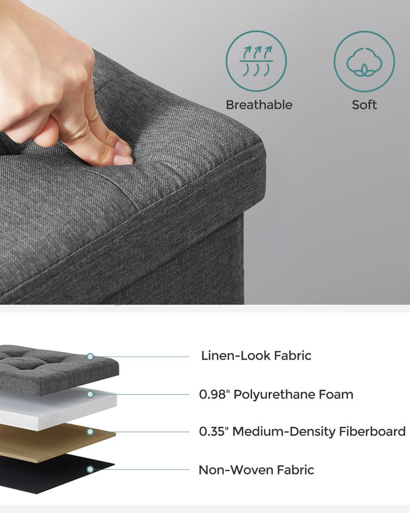 SONGMICS 15 Inches Folding Storage Ottoman Bench