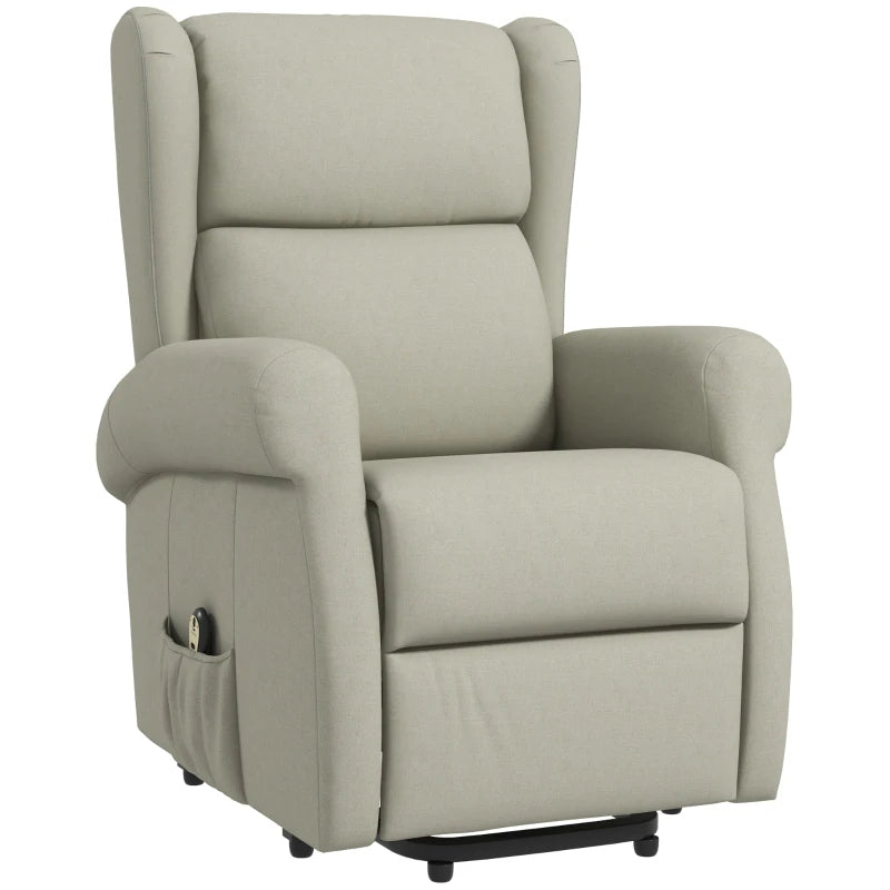 HOMCOM Wingback Lift Chair for Elderly, Power Chair Recliner with Footrest, Remote Control, Side Pockets, Cream White