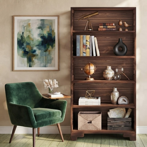 Bookshelf 70.8" Freestanding 6-Tier Bookcase Display Rack with Storage Shelves and X-Shaped Design Brown
