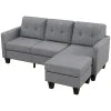 HOMCOM L-shaped Sofa, Chaise Lounge, Furniture, 3 Seater Couch with Switchable Ottoman, Corner Sofa with Thick Padded Cushion for Living Room, Office, Light Grey