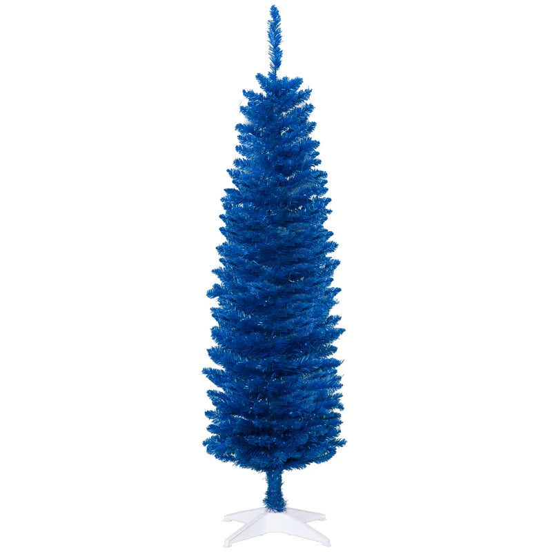 HOMCOM Pencil Christmas Tree, Slim Artificial Xmas Tree in Deep Blue & Mint, Skinny Holiday Decoration for Home & Office