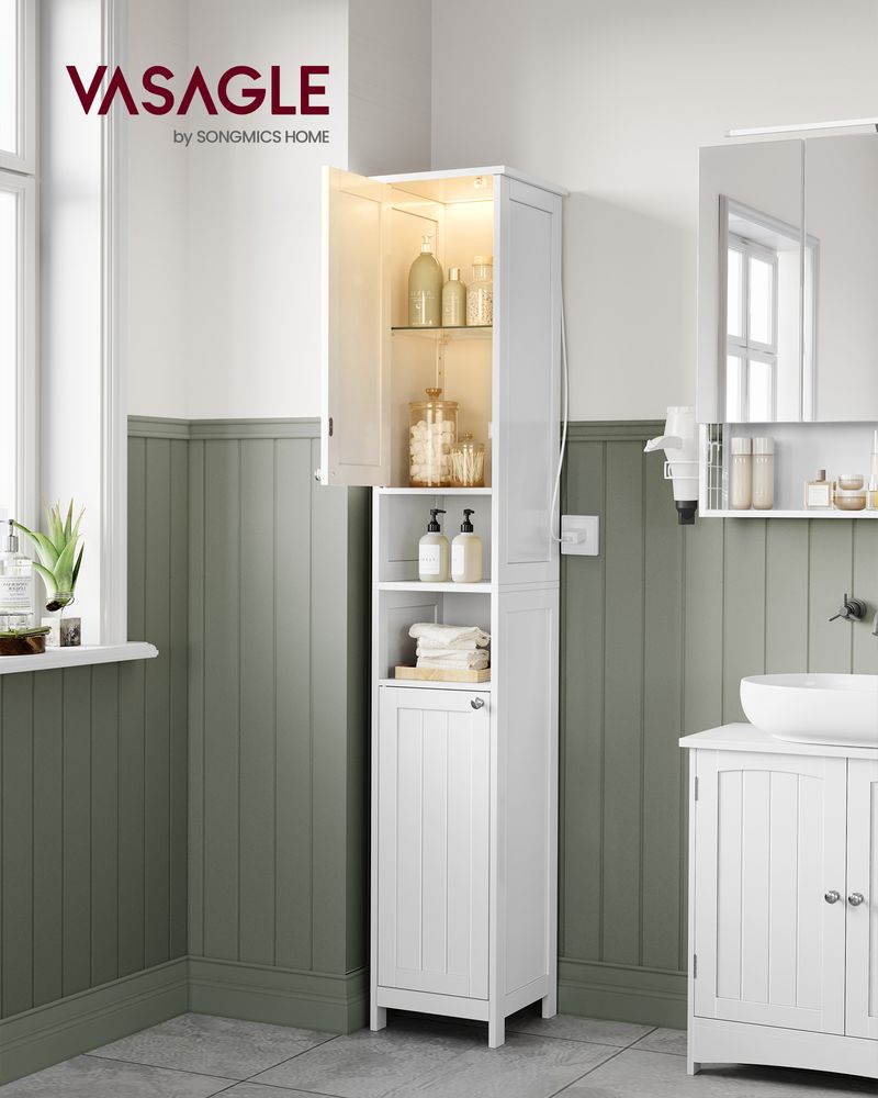 VASAGLE Tall Bathroom Cabinet with Lights