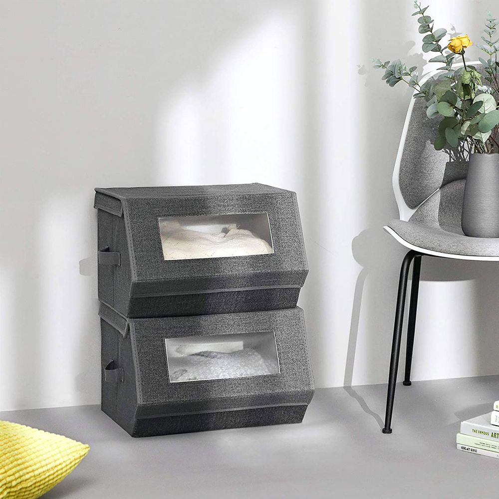 SONGMICS Stackable Storage Bins Set of 2