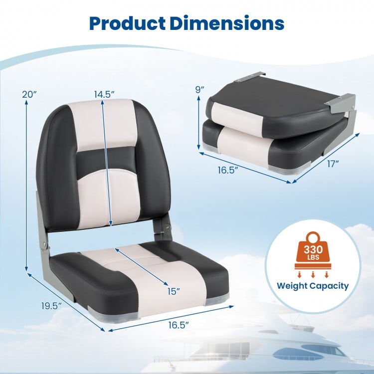2-Pack Boat Seats with Thick Sponge Padding and Fixing Bolts
