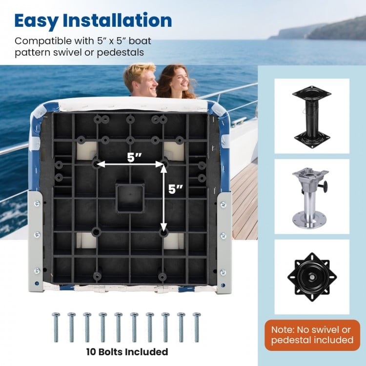 2-Pack Boat Seats with Fixing Bolts and Hinges