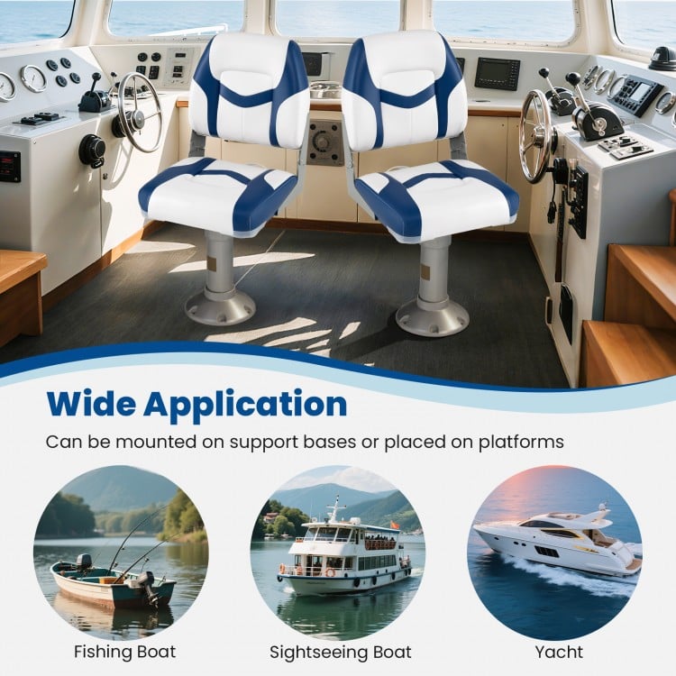 2-Pack Boat Seats with Fixing Bolts and Hinges