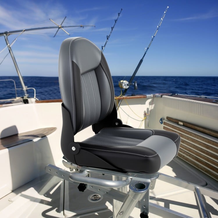 2-Pack Folding High Back Boat Chairs with Sponge Padding and Fixing Bolts