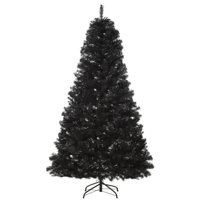 HOMCOM 7ft Artificial Christmas Tree – Black with Auto-Open Design, Holiday Indoor Decoration