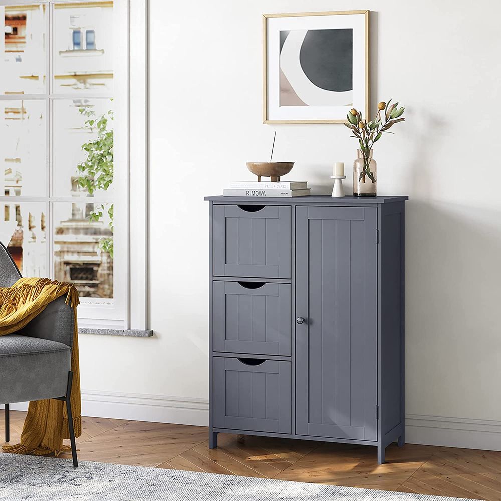 VASAGLE Bathroom Floor Storage Cabinet with 3 Drawers