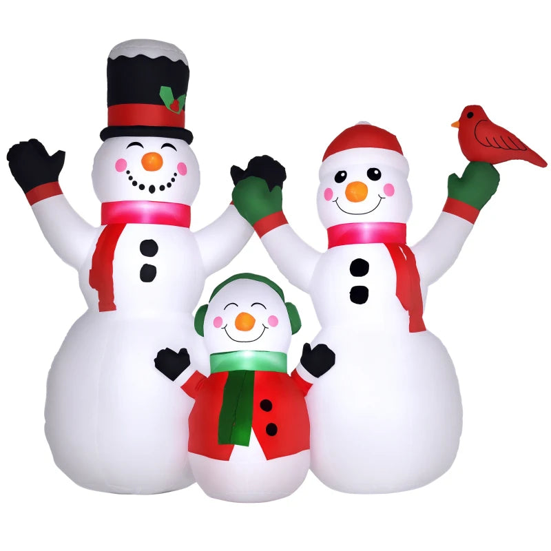 HOMCOM 7.9FT Inflatable Christmas Snowman Decoration, LED Lighted Blow Up for Indoor & Outdoor Holiday Yard Display