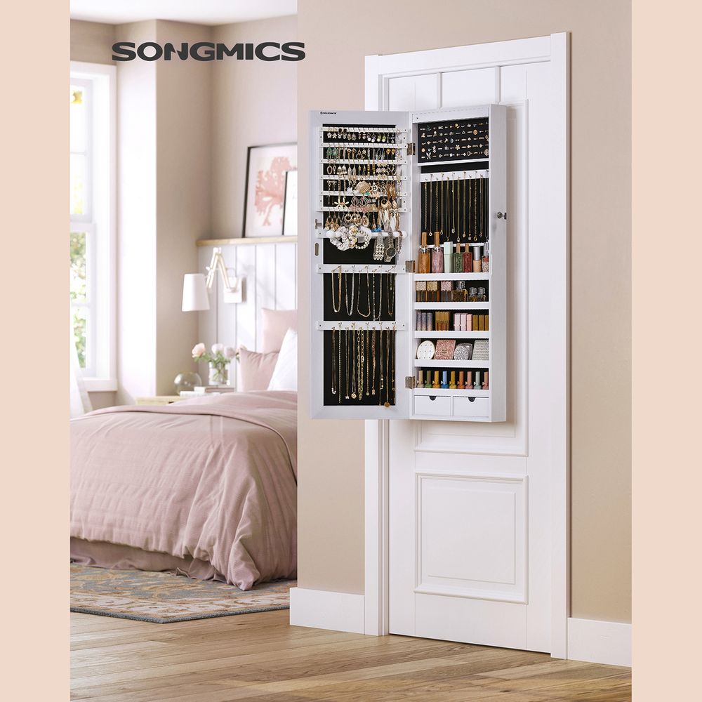 SONGMICS 42.5"H White Wall-mounted Jewelry Armoire Cabinet
