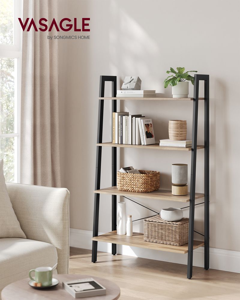 VASAGLE 4-Tier Ladder Shelf with Steel Frame